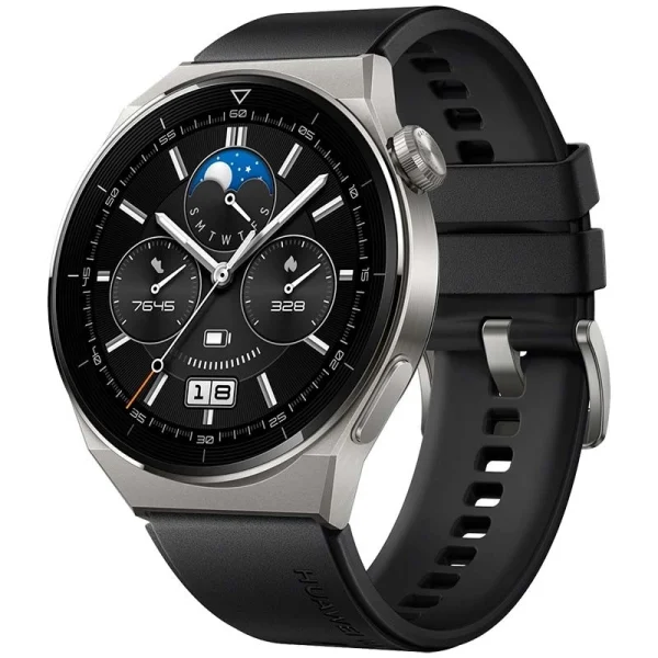 Смарт Часовник Smartwatch Huawei Watch GT 3 Pro, 46mm, Bluetooth, Titamium case, Black Fluoroelastomer